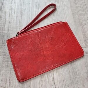 Montana West Red Vegan Leather Wristlet Pouch Zip Top Clutch Bag